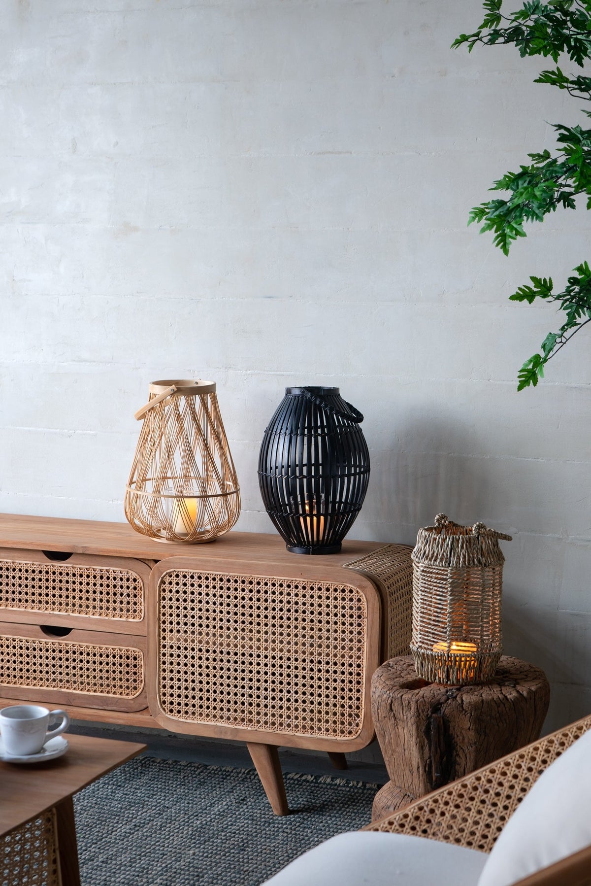 Sienna Bamboo Lantern with Rope Handle