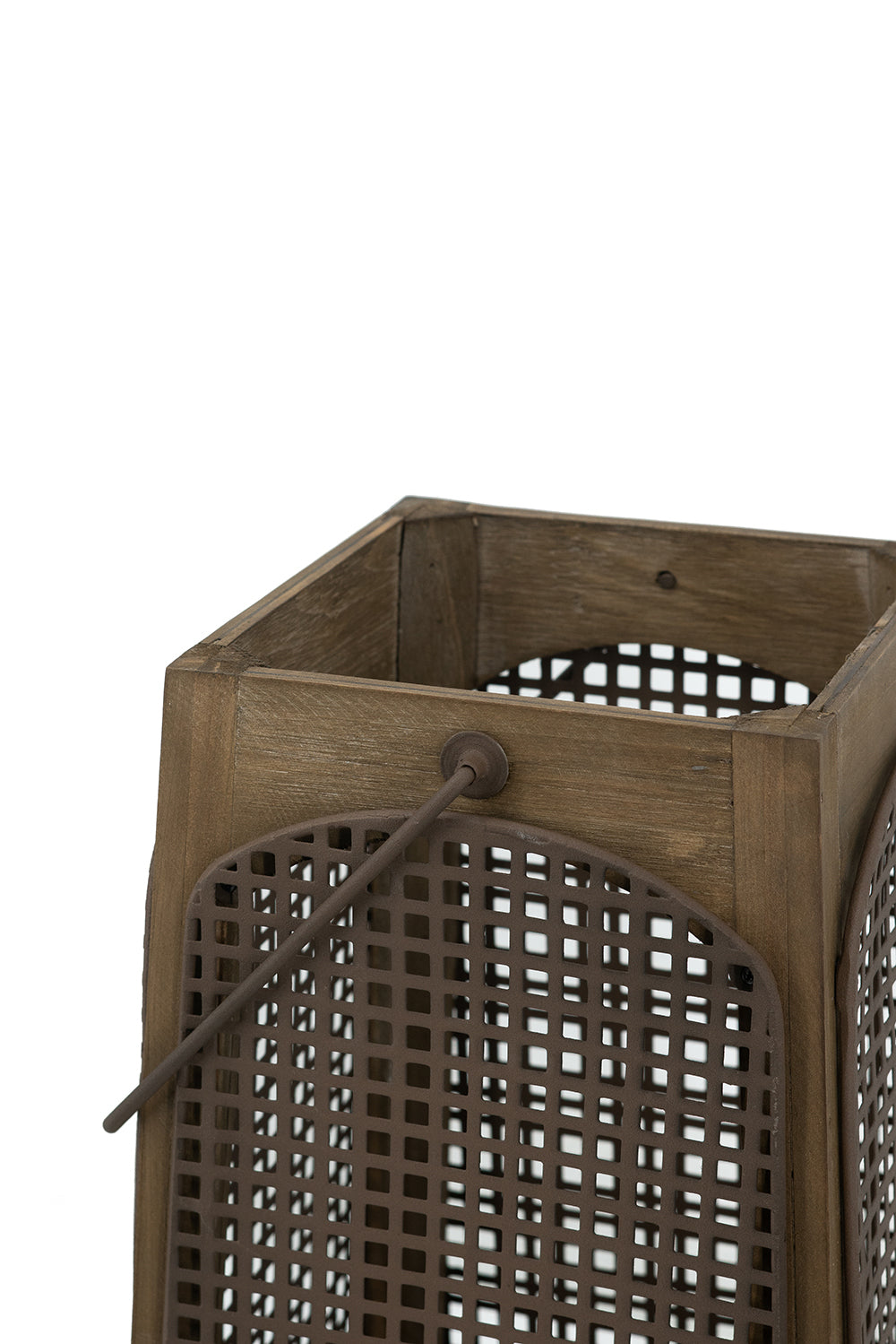 Weathered Brown Lanterns with Arched Legs, Set of 2
