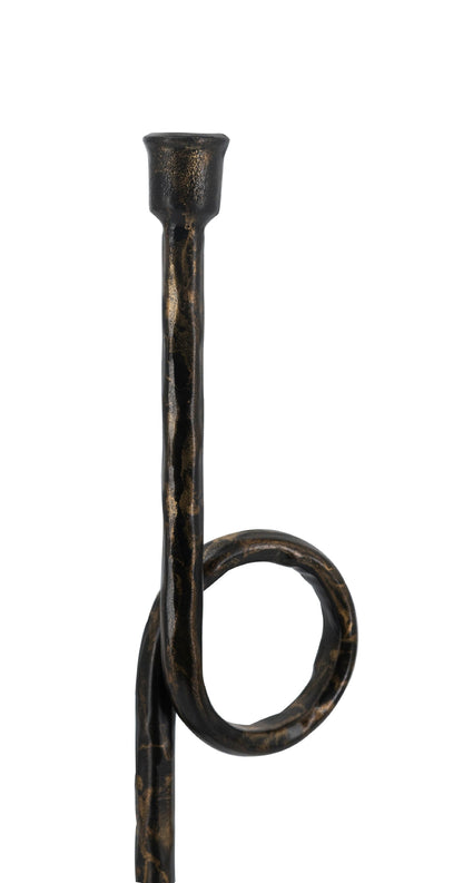 Black and Gold Iron Candle Holders with Playful Loop Design, Set of 2