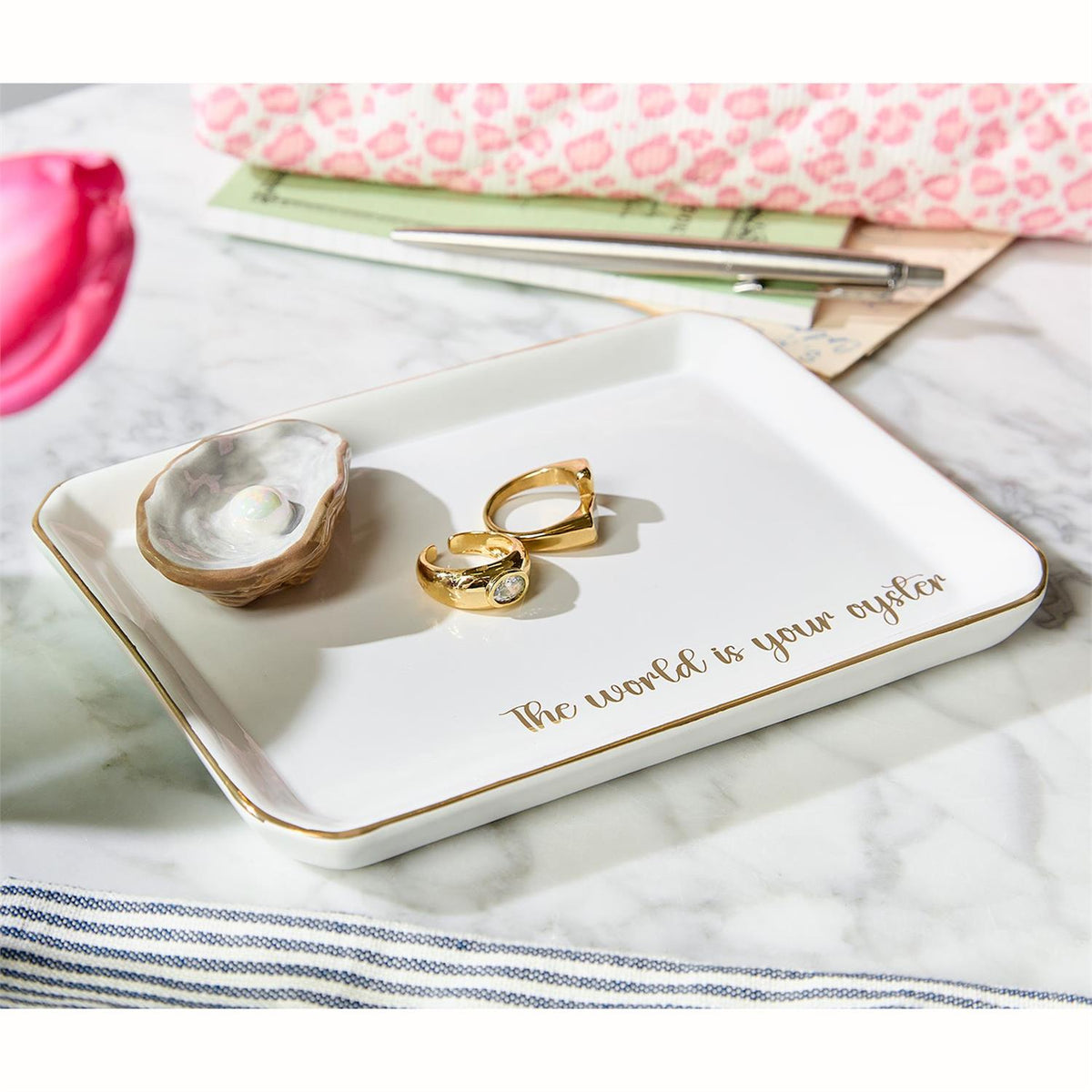 Oyster Icon Trinket Tray with Saying in Gift Box