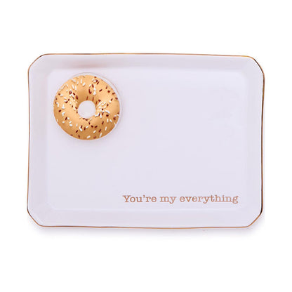 Bagel Icon Trinket Tray with Saying in Gift Box