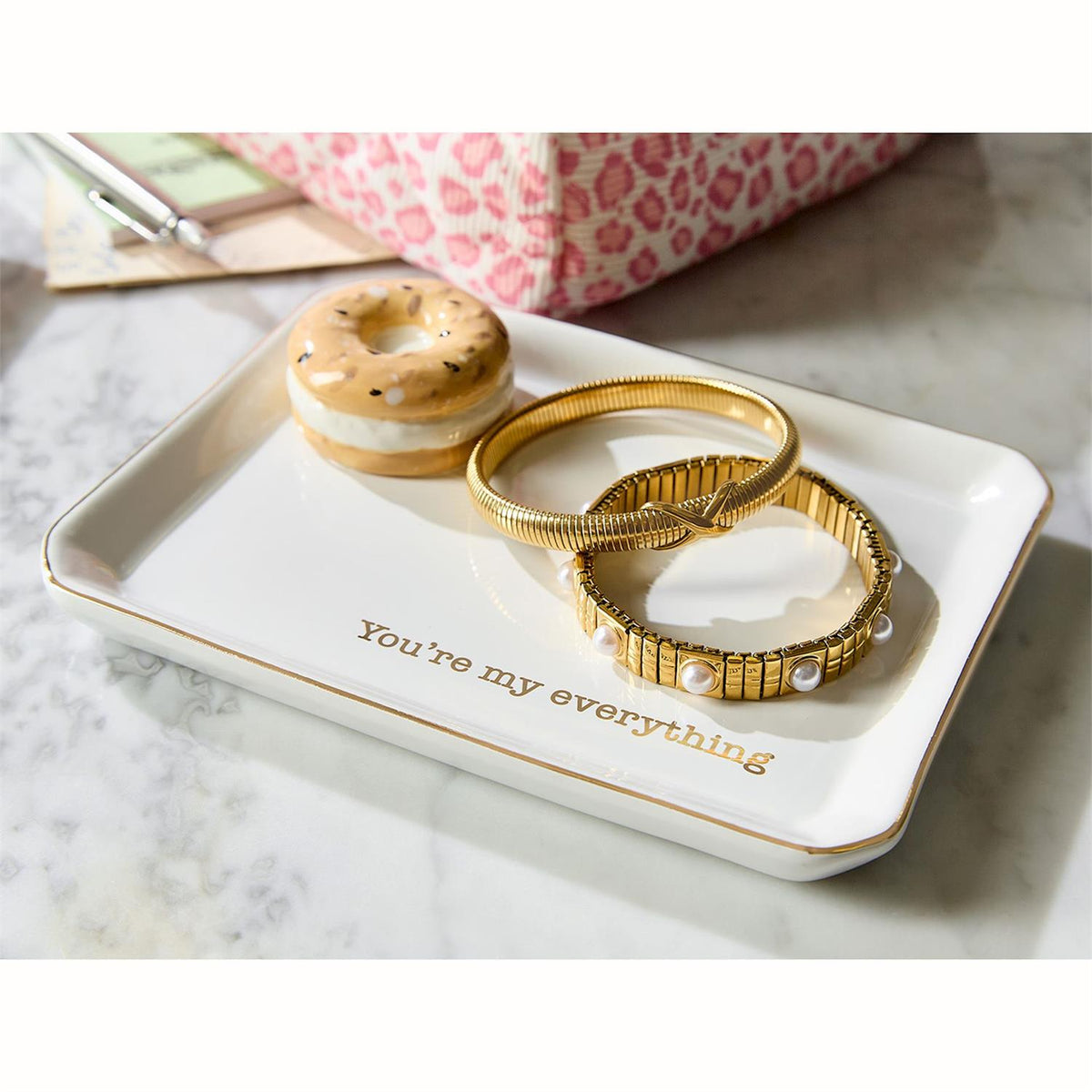 Bagel Icon Trinket Tray with Saying in Gift Box