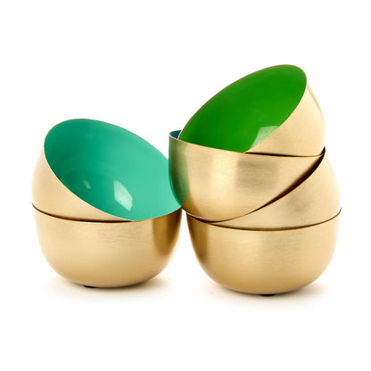 Small Metal Bowls with Enamel, Set of 6