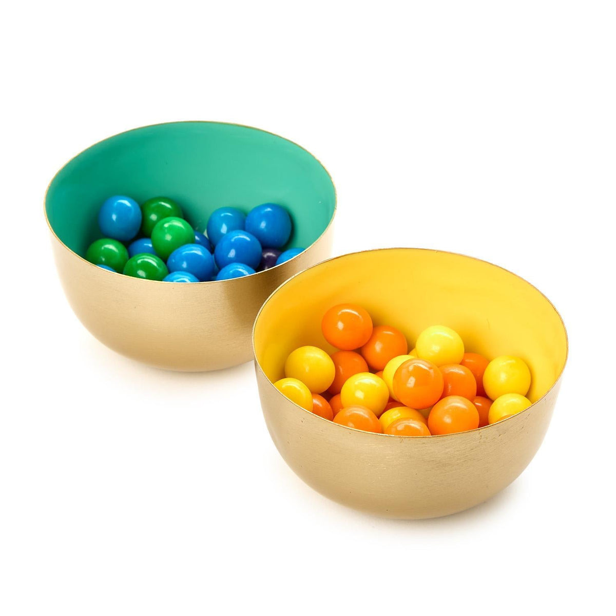 Small Metal Bowls with Enamel, Set of 6
