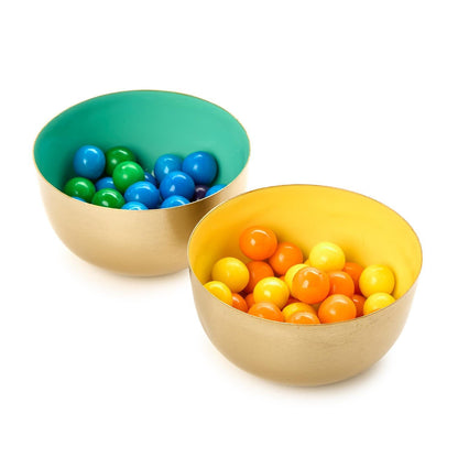 Small Metal Bowls with Enamel, Set of 6