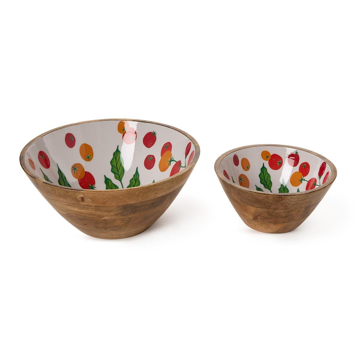 Garden Harvest Hand-Crafted Wood Bowl, Set of 2
