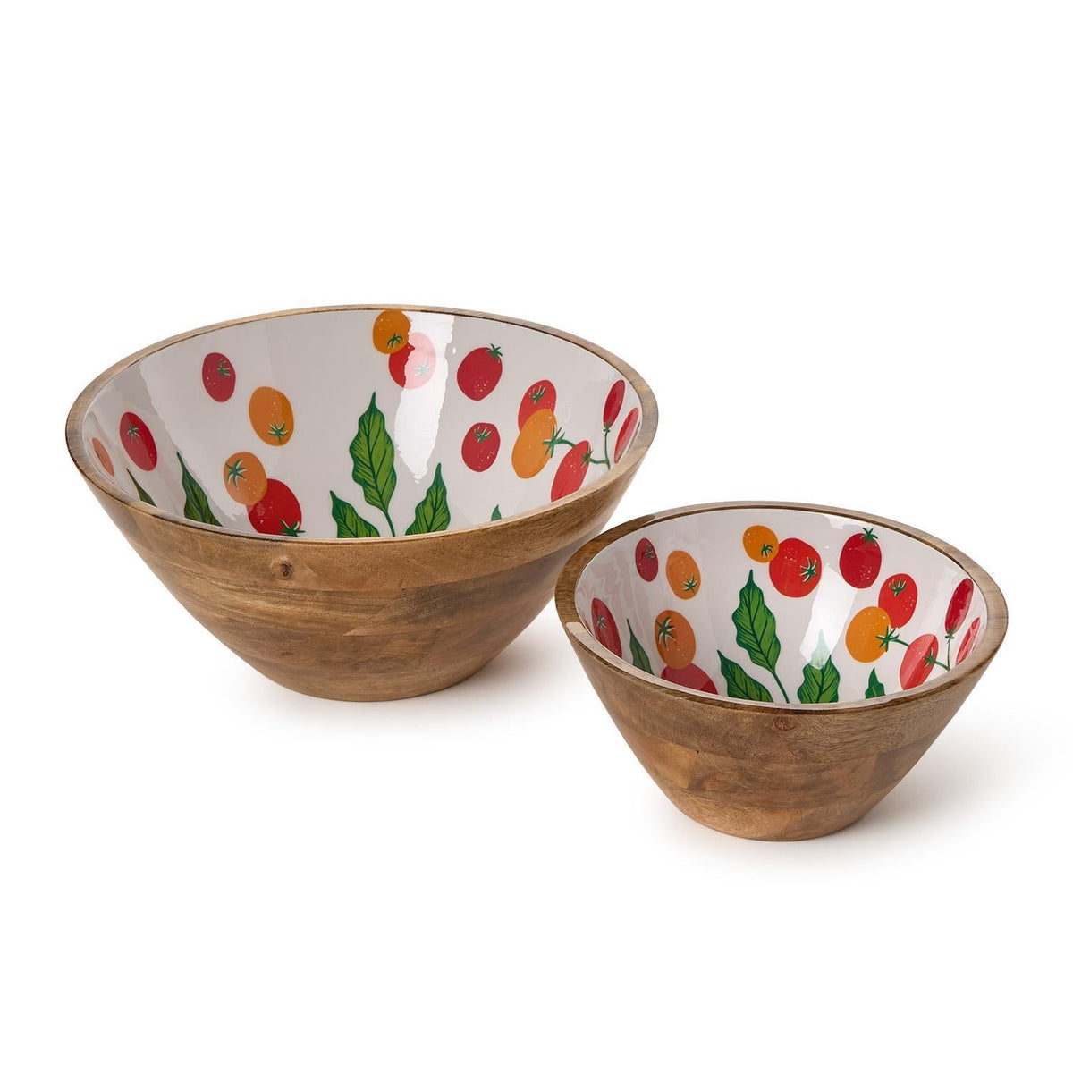 Garden Harvest Hand-Crafted Wood Bowl, Set of 2