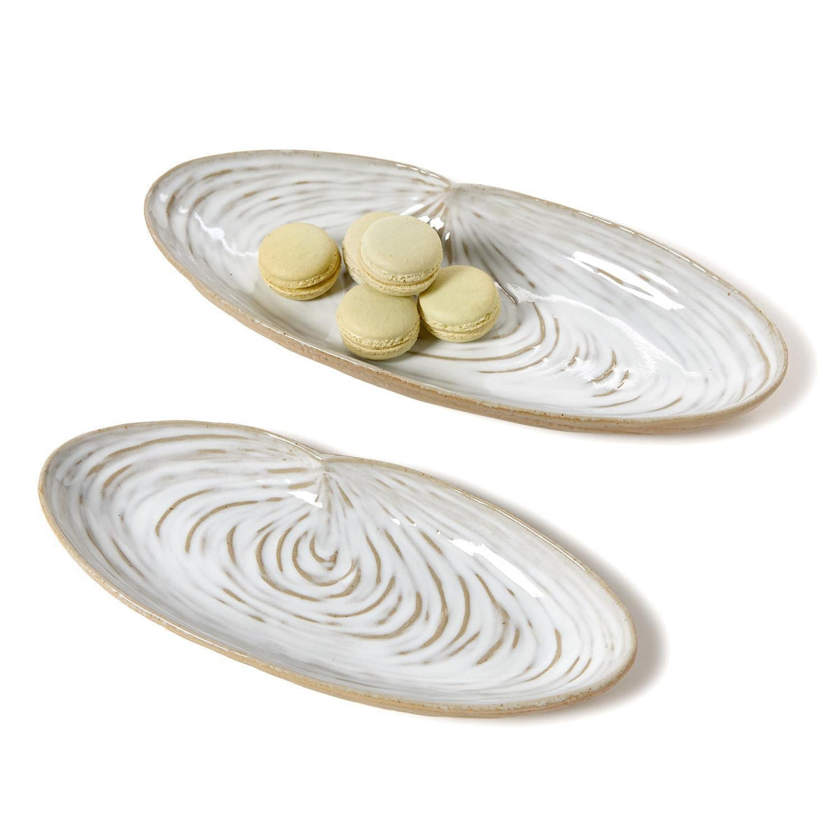 Artisanal Reactive Glaze Shell Tidbit Dish, Set of 2