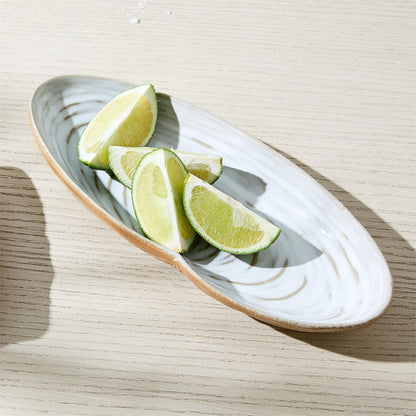 Artisanal Reactive Glaze Shell Tidbit Dish, Set of 2