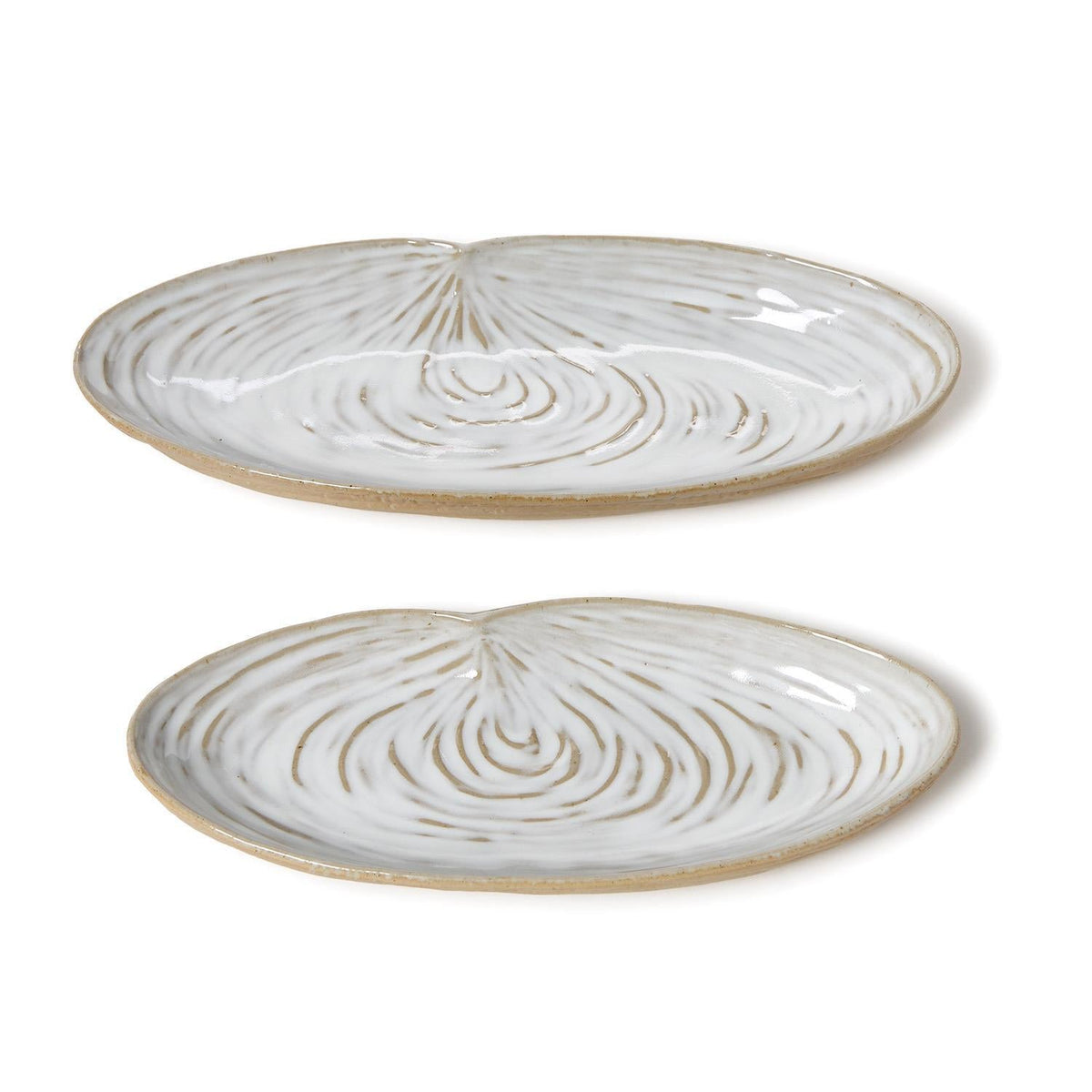 Artisanal Reactive Glaze Shell Tidbit Dish, Set of 2