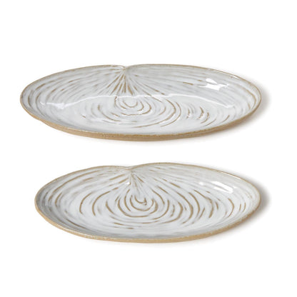 Artisanal Reactive Glaze Shell Tidbit Dish, Set of 2