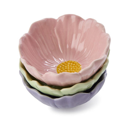 Flower Tidbit Bowls, Set of 3