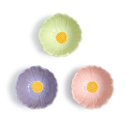 Flower Tidbit Bowls, Set of 3
