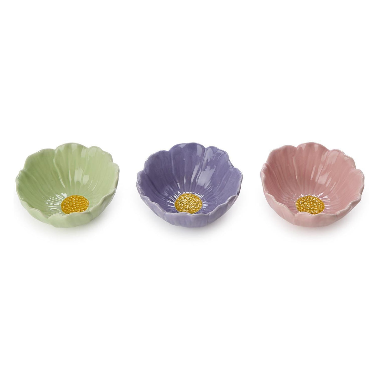 Flower Tidbit Bowls, Set of 3