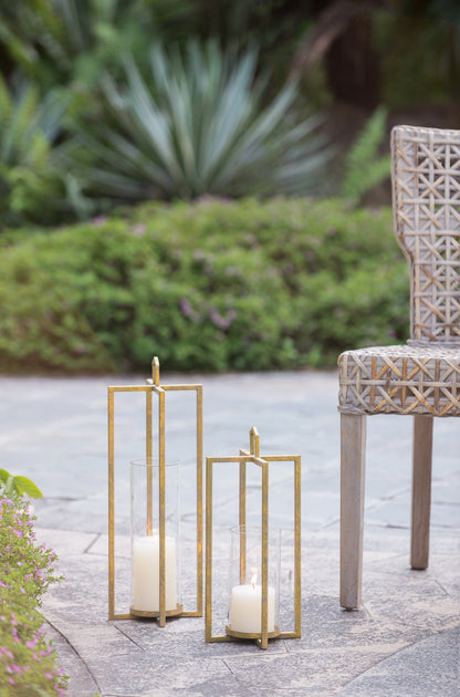 Open Face Gold Candleholder Lanterns, Set of 3