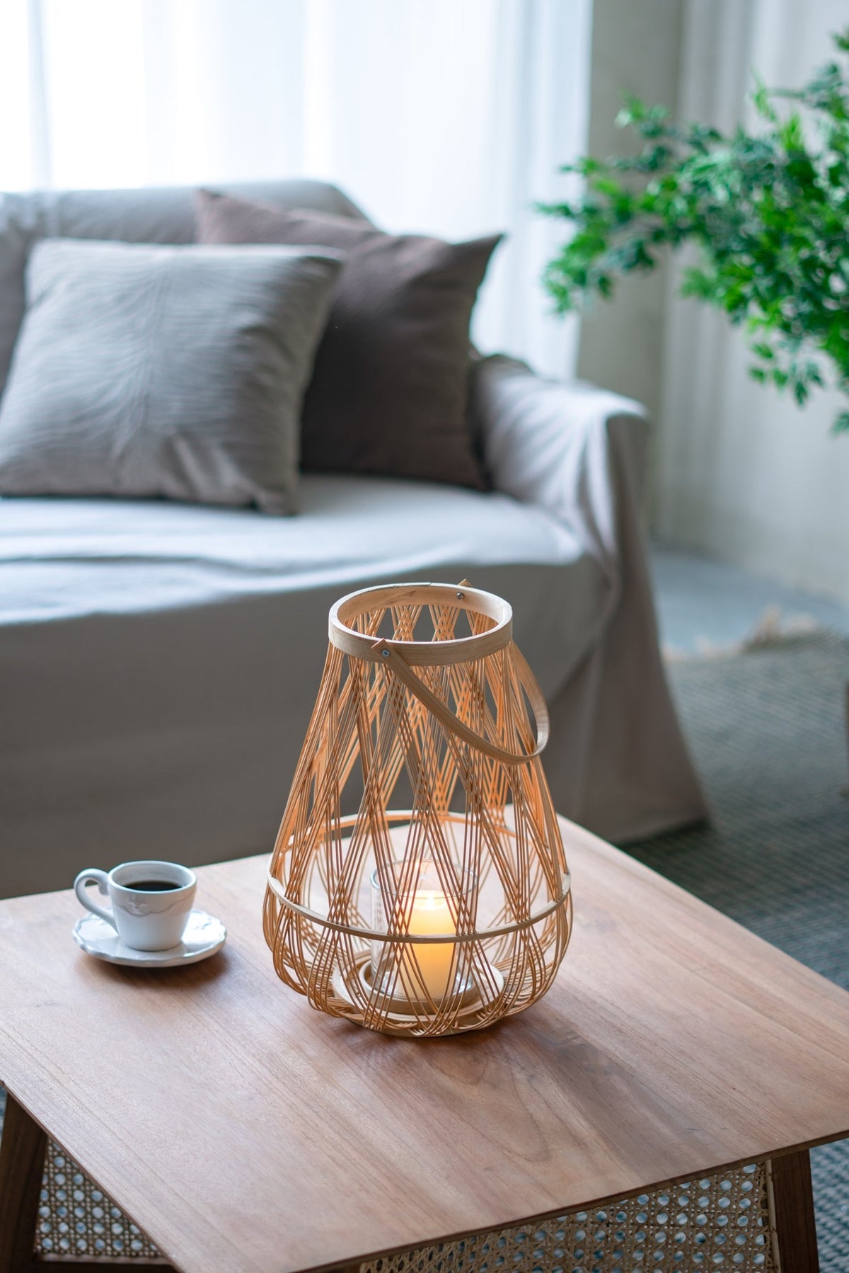Sienna Bamboo Lantern with Rope Handle