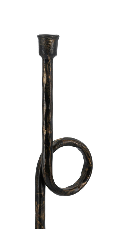 Black and Gold Iron Candle Holders with Playful Loop Design, Set of 2