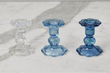 Glass Scalloped Candlesticks, Set of 3