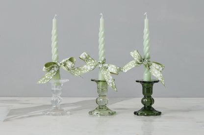 Glass Scalloped Candlesticks, Set of 3