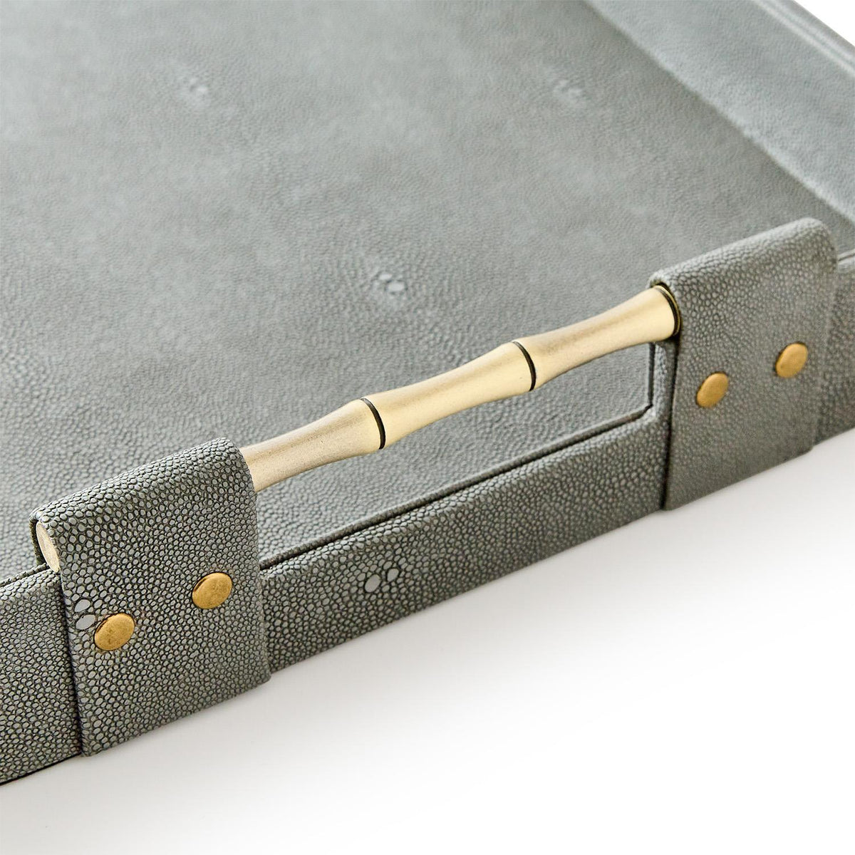 Grey Shagreen Rectangle Trays, Set of 3