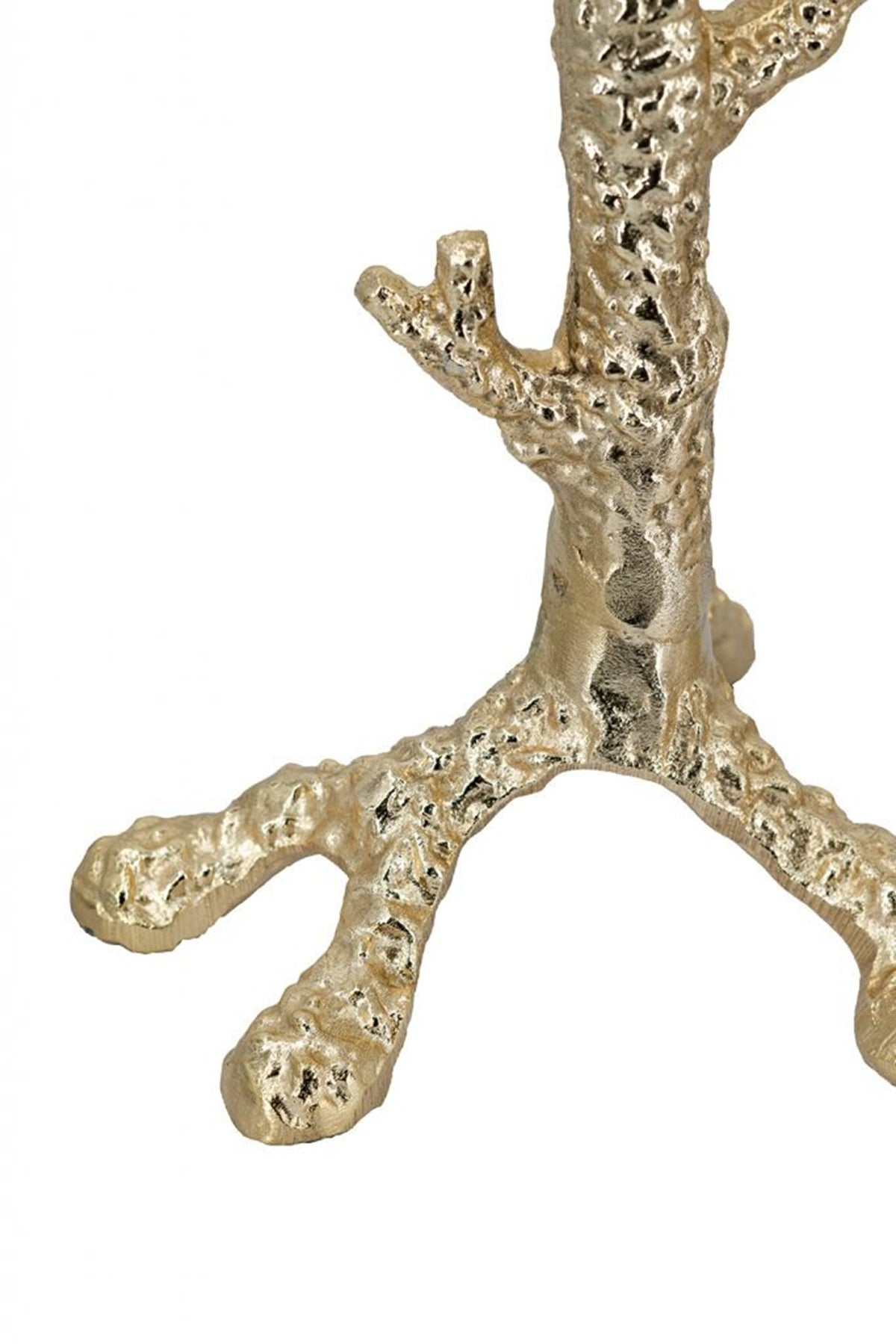 Gold Aluminum Pillar Candle Holder With Coral Branch Design, Set of 2