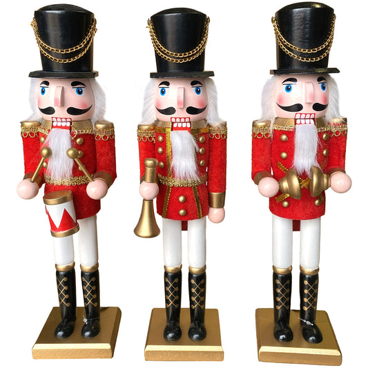Red Marching Band Nutcrackers, Set of 3