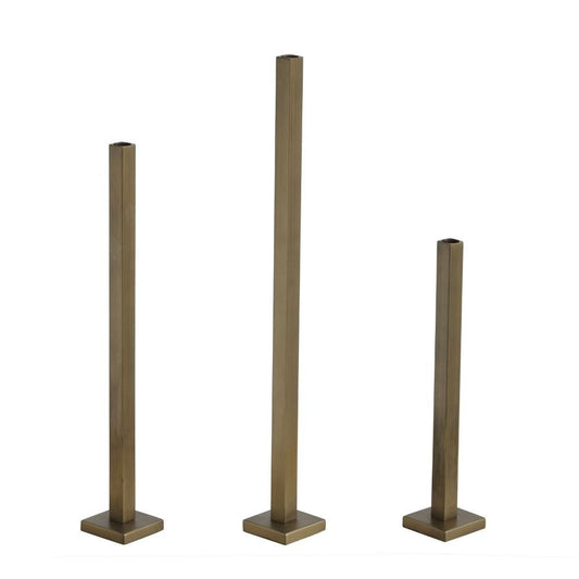 Brass Square Iron Candle Holders, Set of 3